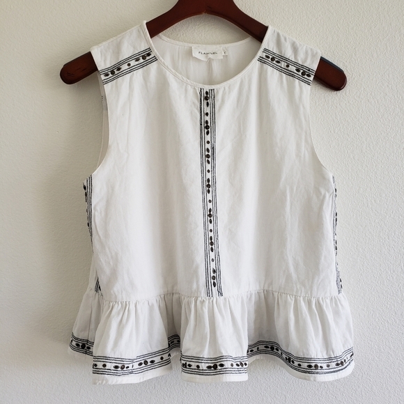 Anthropologie Embroidered Peplum Tank FLANNEL size Small - Picture 8 of 15